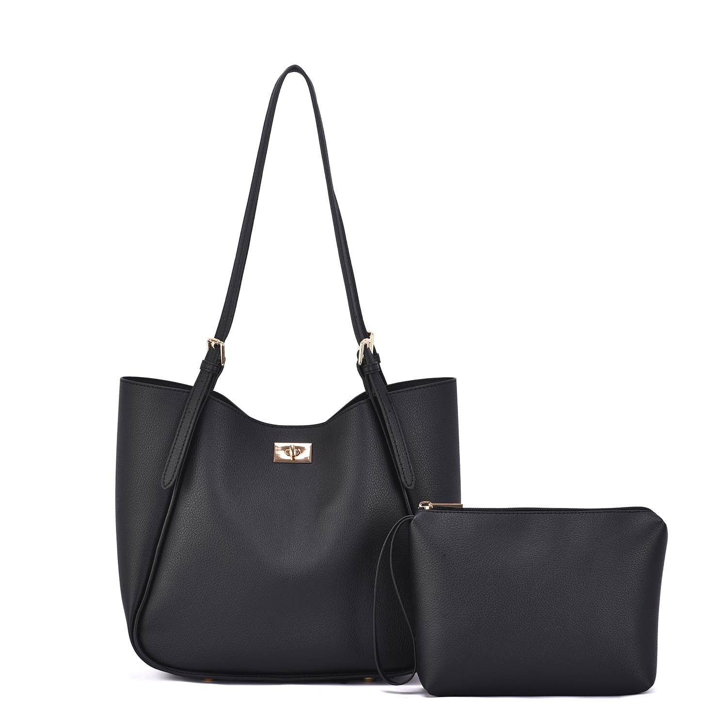 Brooklyn Vegan Leather Tote - Adjustable Strap & Removable Pouch - Mainstream Boutique