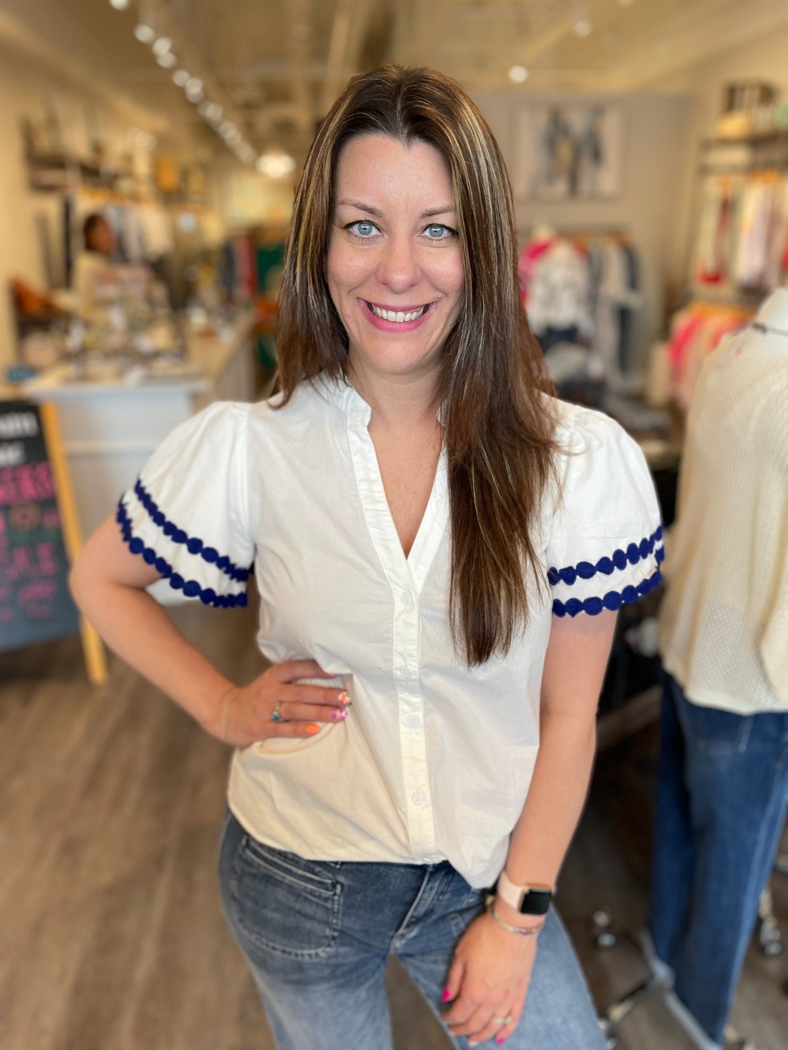 Ruffle Button Down Blouse - Mainstream Boutique