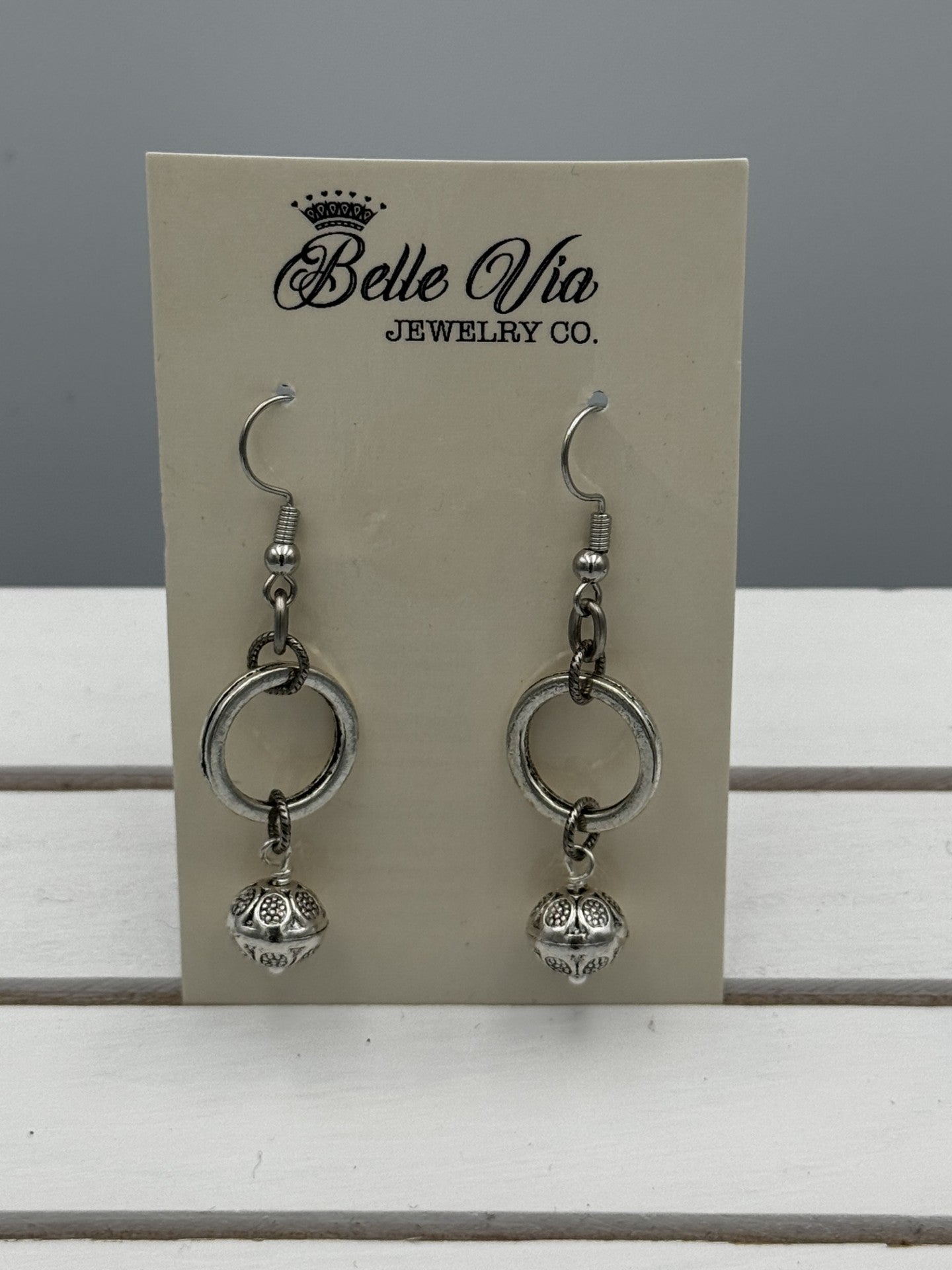 Circle W/ Dangle Earrings On French Wire - Mainstream Boutique