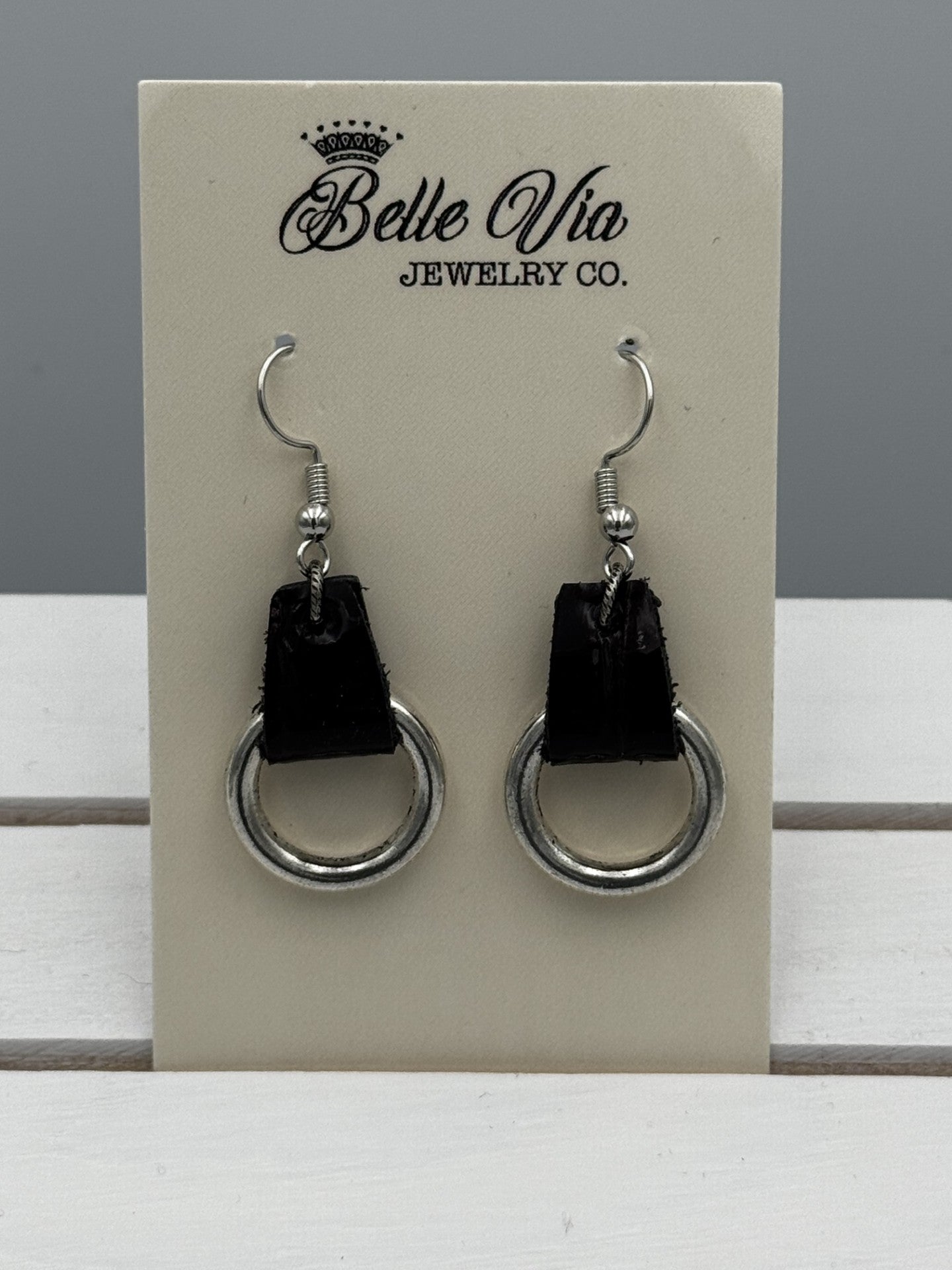 Leather Hoop Dangle Earring On French Wire - Mainstream Boutique