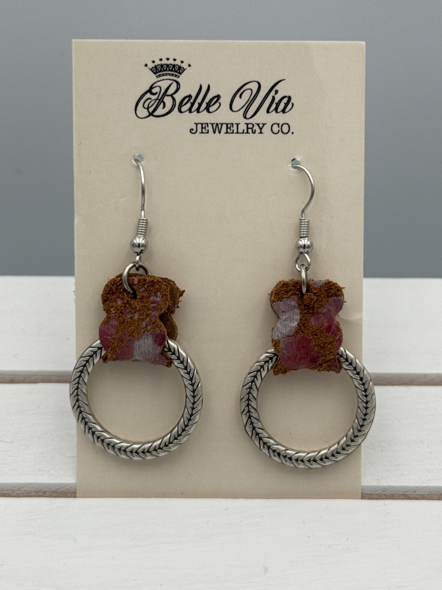 Leather Hoop Dangle Earring On French Wire - Mainstream Boutique