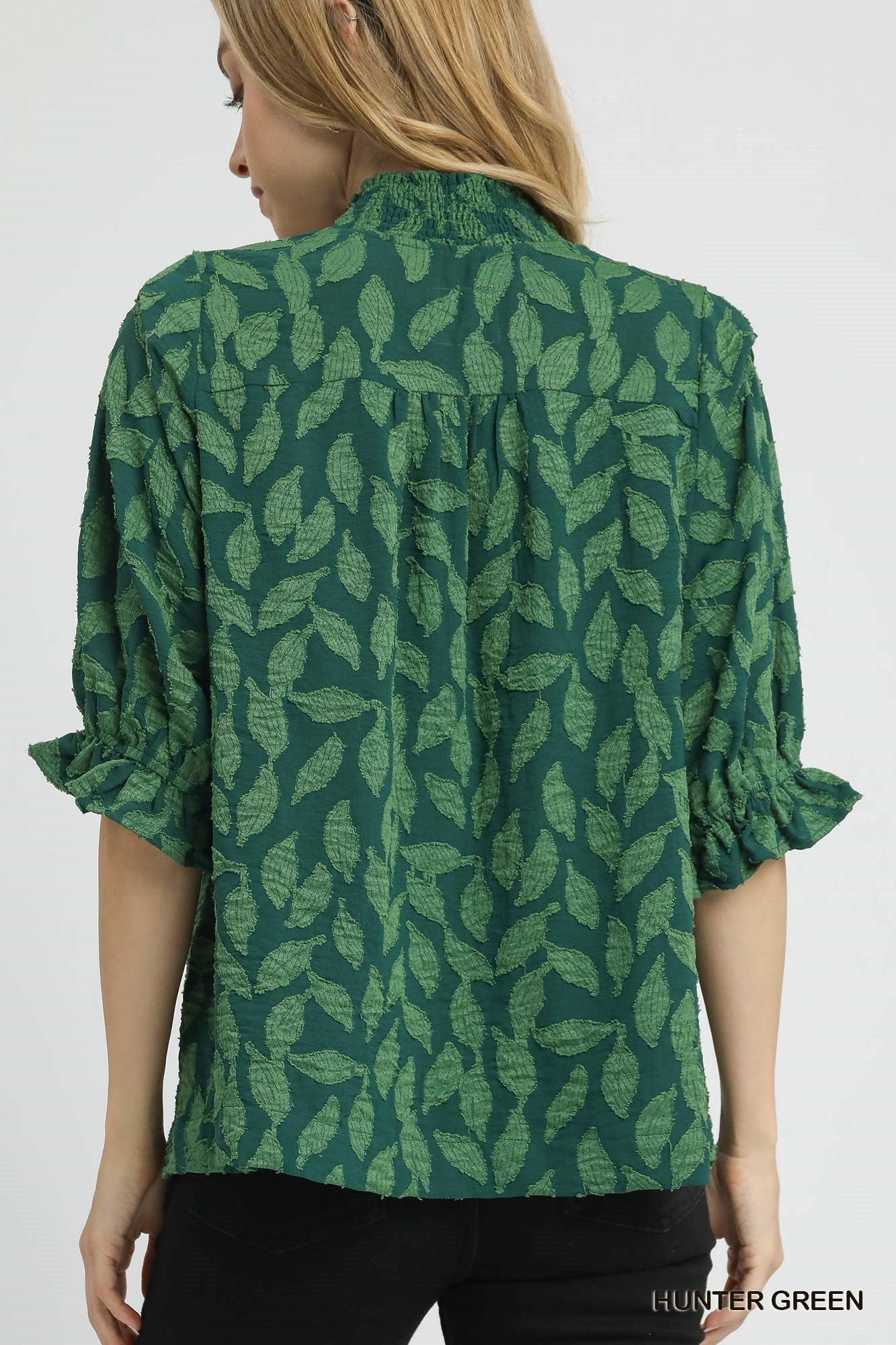 Floral Jacquard V - Neck Top - Mainstream Boutique