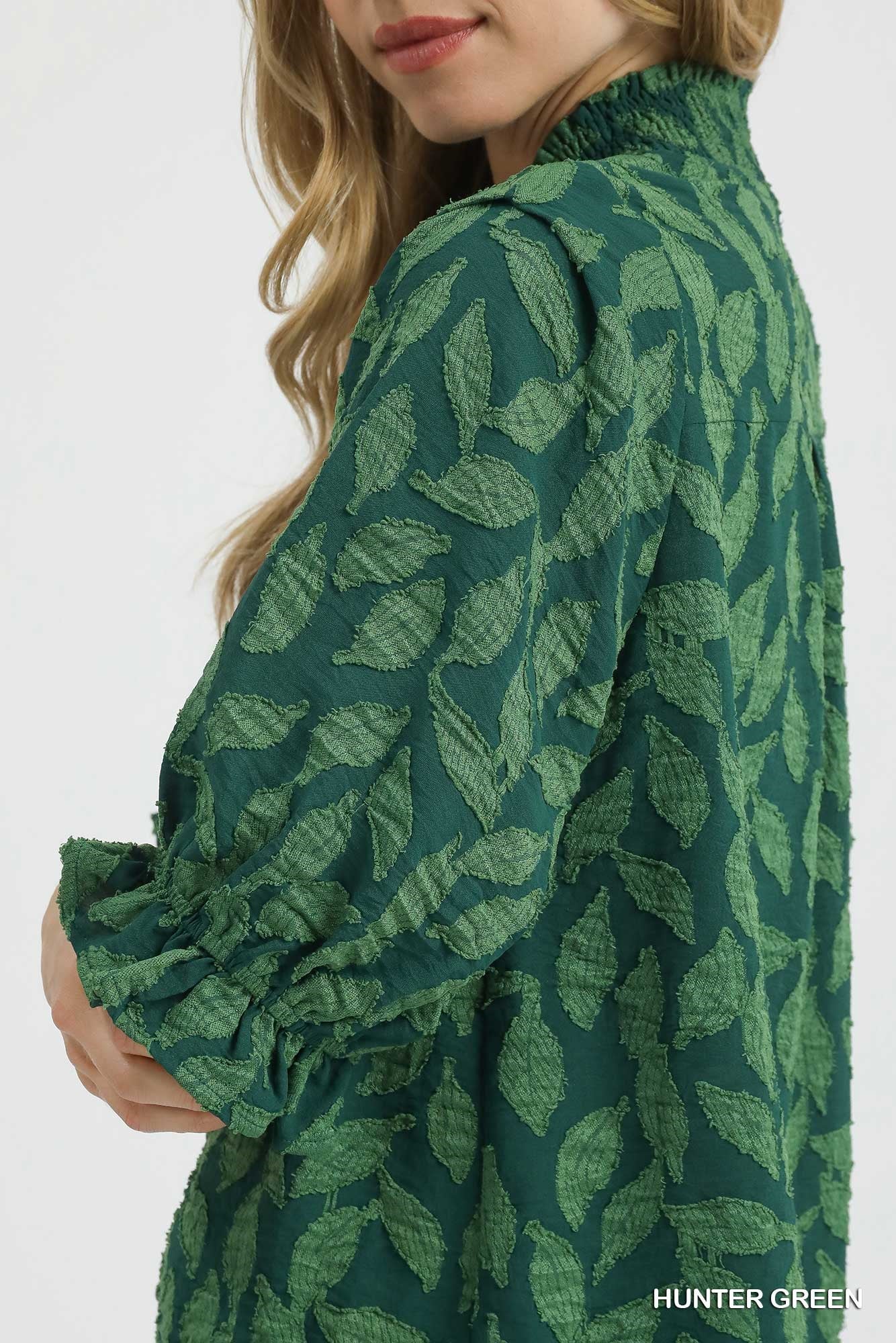 Floral Jacquard V - Neck Top - Mainstream Boutique