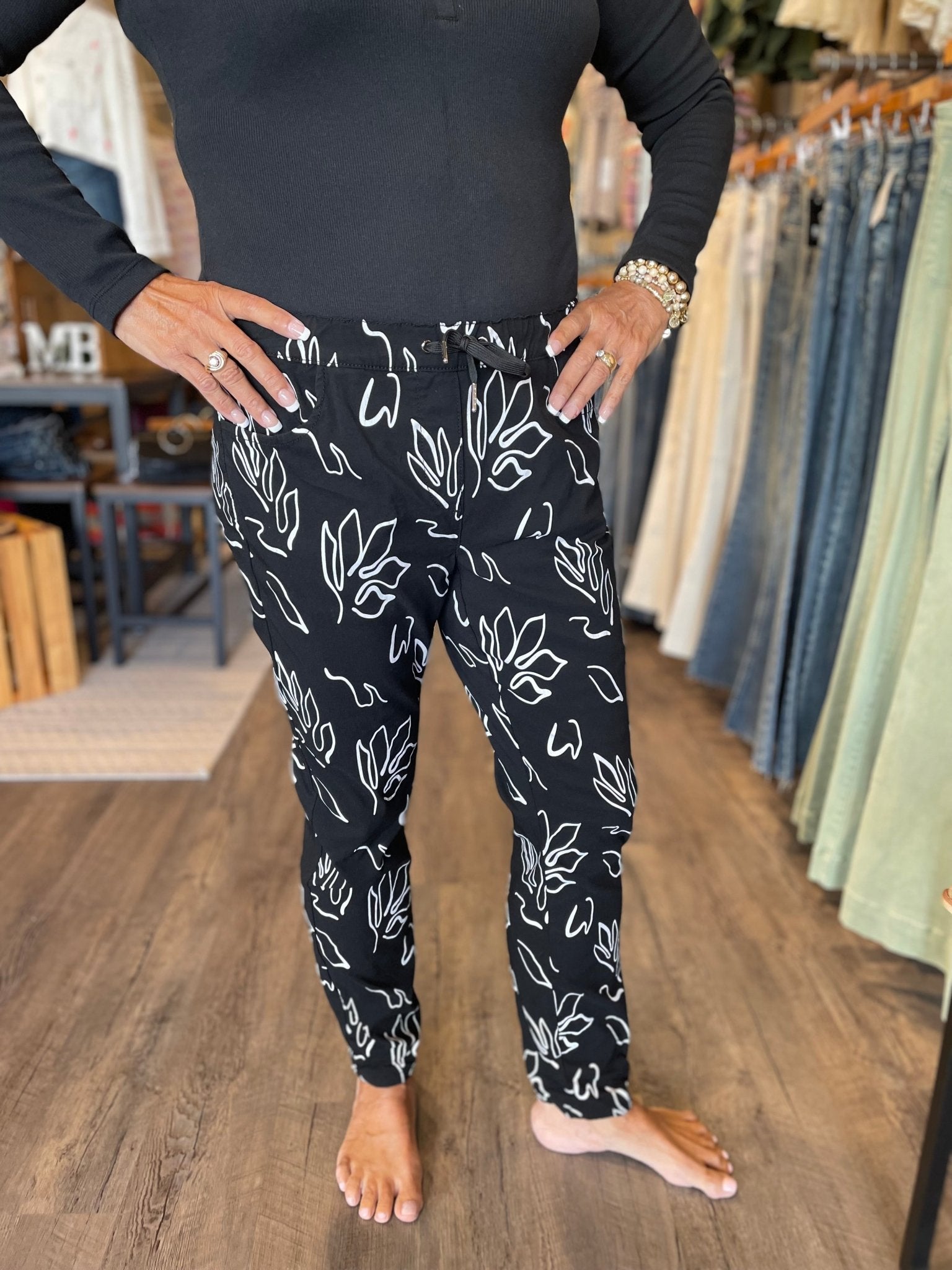 Printed Pull On Crinkle Joggers - Mainstream Boutique