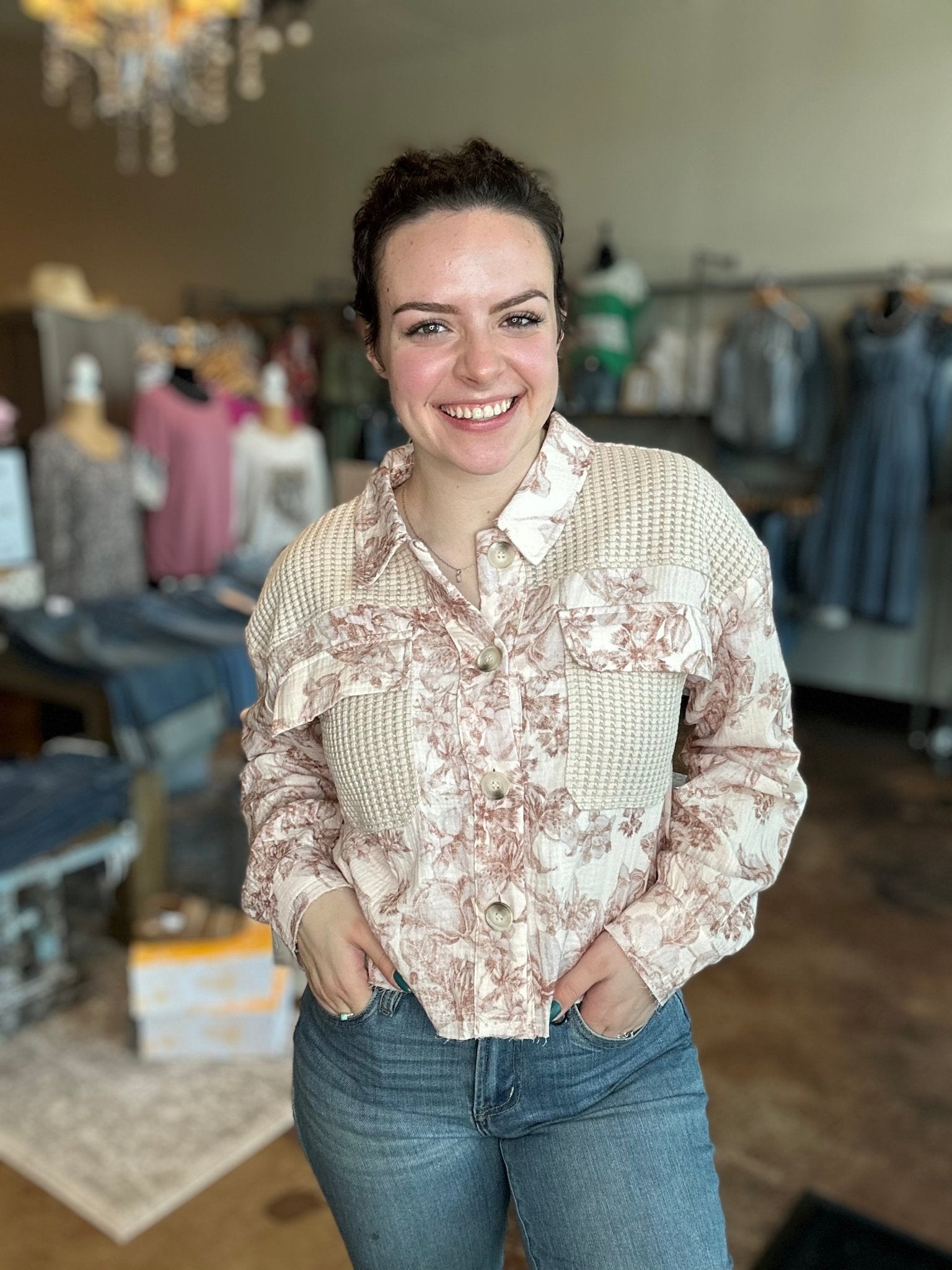 Mixed Media Floral Jacket - Mainstream Boutique
