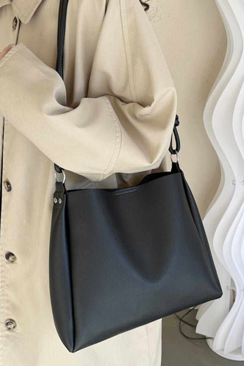 Knotted Strap Faux Leather Tote Bag - Mainstream Boutique