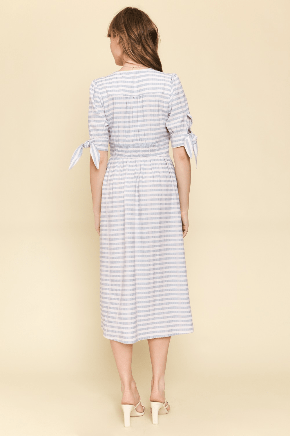 Tie Sleeve Striped Midi Dress - Mainstream Boutique