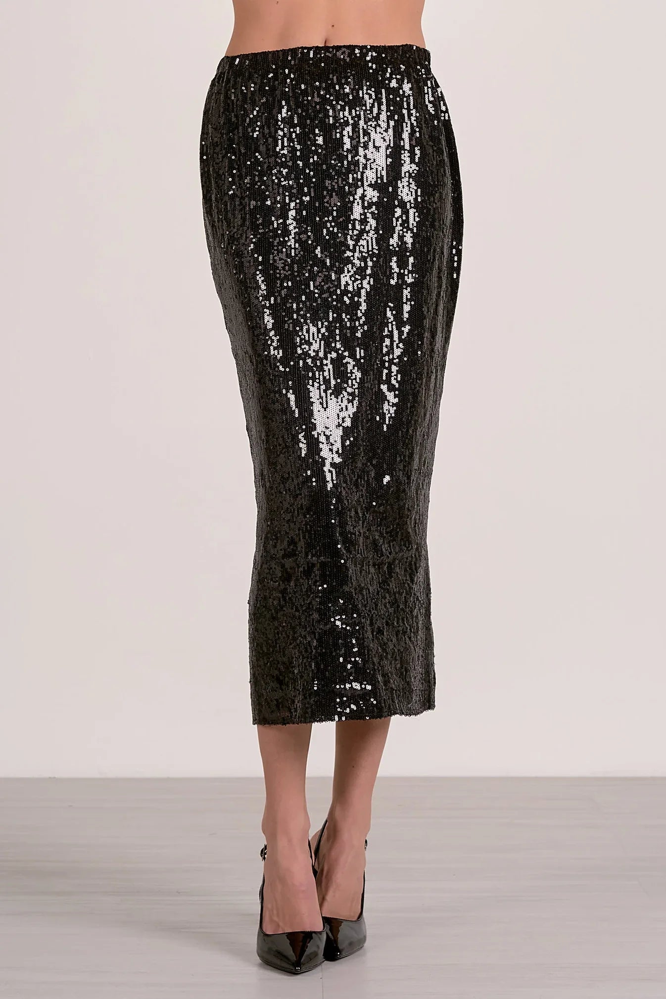 Black Sequin Pencil Skirt