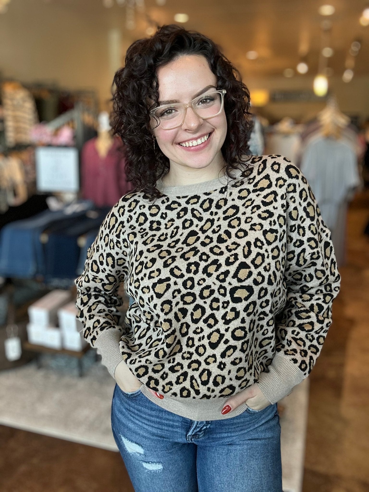 Animal Print Jacquard Sweater - Mainstream Boutique