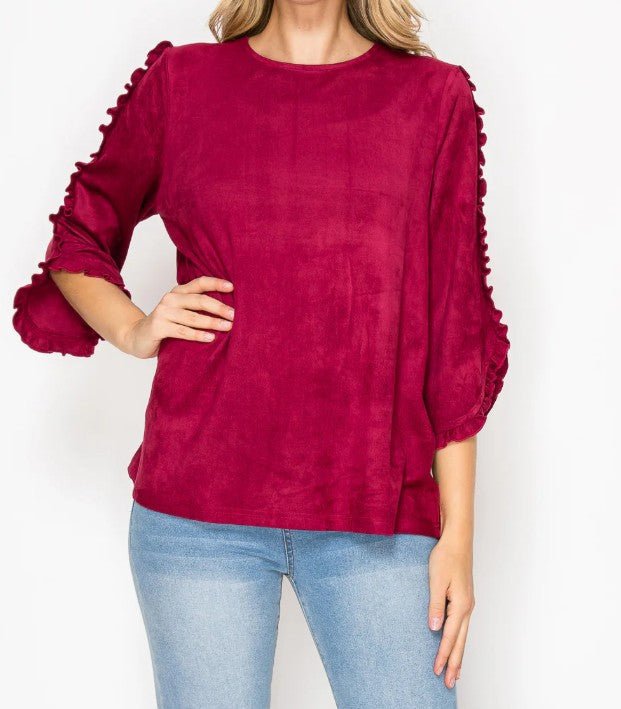 The Arabella Stretch Suede Top - Mainstream Boutique