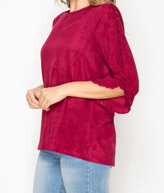 The Arabella Stretch Suede Top - Mainstream Boutique