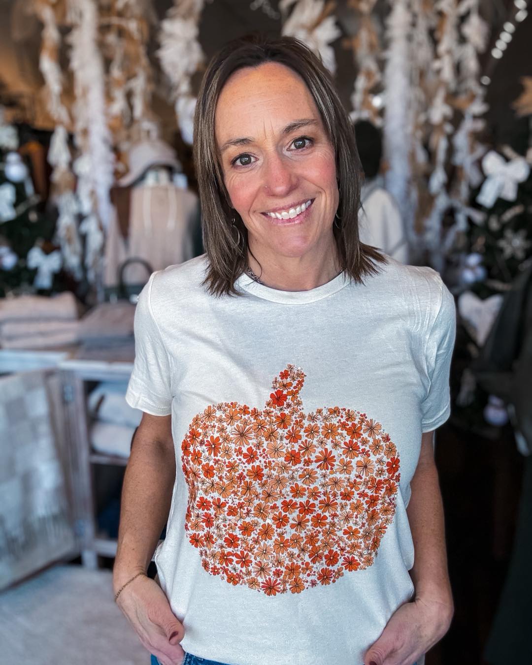 Fall Floral Pumpkin Graphic Tee - Mainstream Boutique