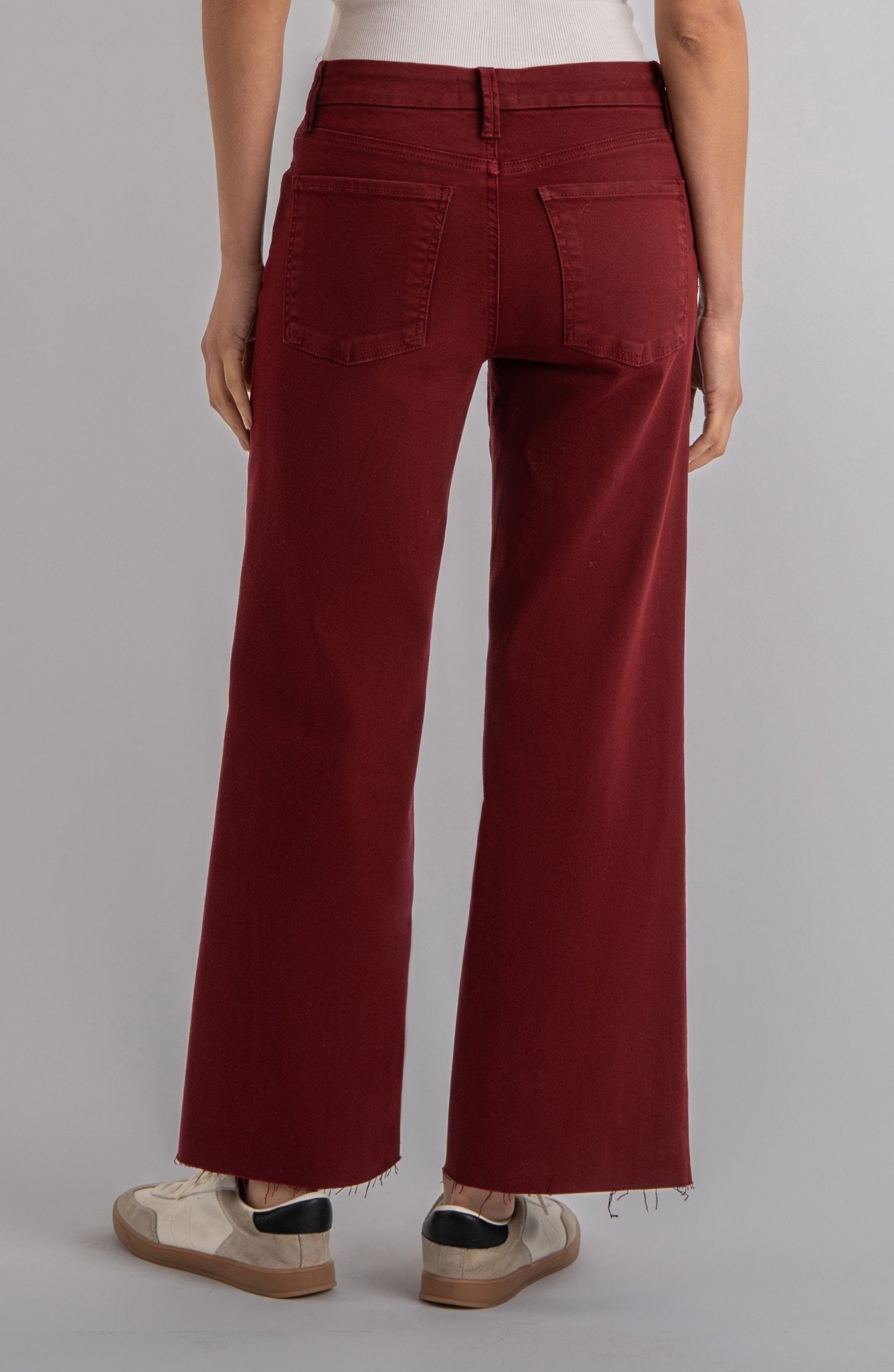 KUT Meg High Rise Fab Ab Wide Leg - Maroon - Mainstream Boutique