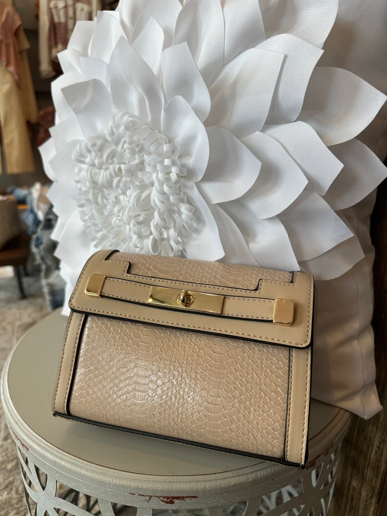 Snap‑Flap Snake Embossed Crossbody - Mainstream Boutique
