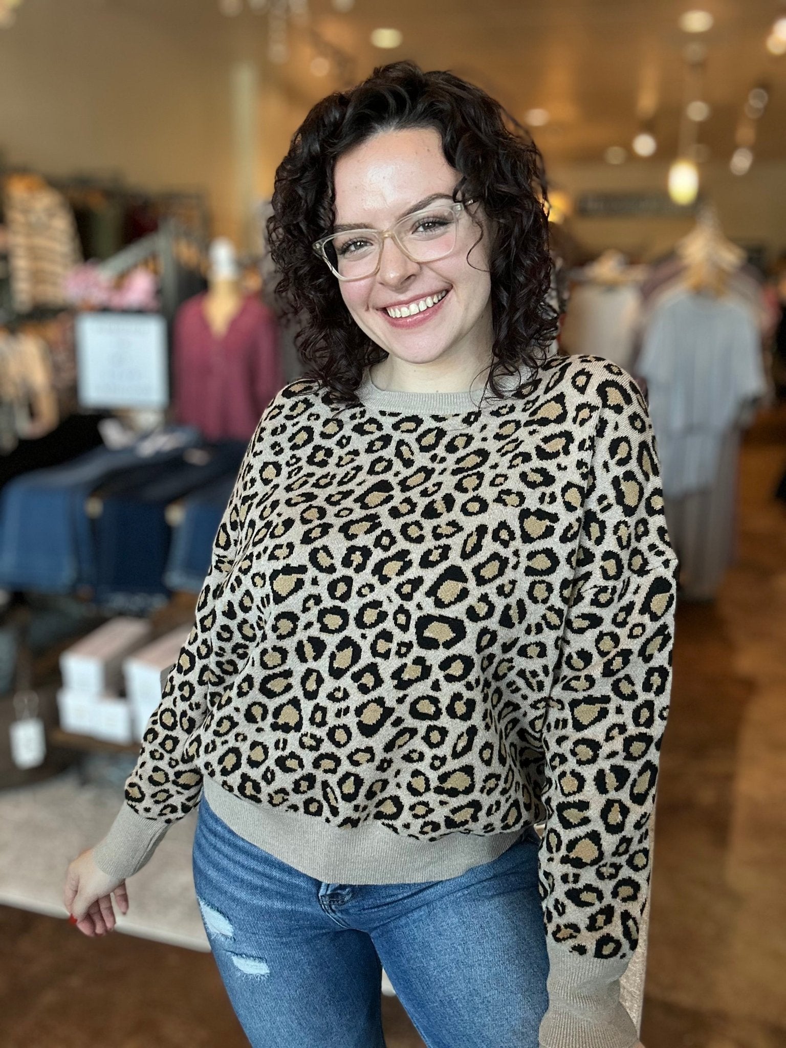 Animal Print Jacquard Sweater - Mainstream Boutique