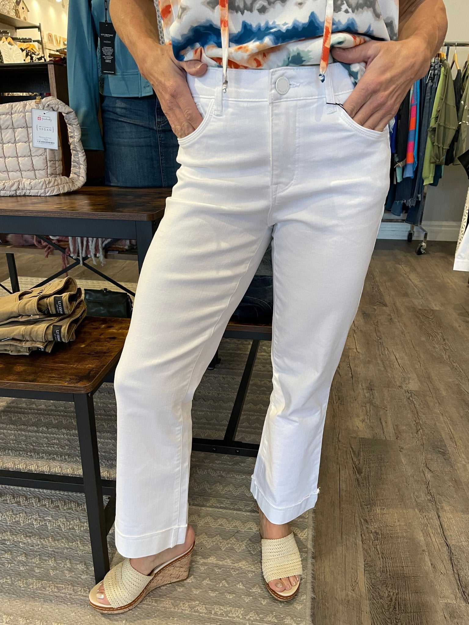 Mac And Me High Rise Cropped Itty Bitty Flare W/ Wide Finished Reverse Frayed Hem - HQ - Mainstream Boutique