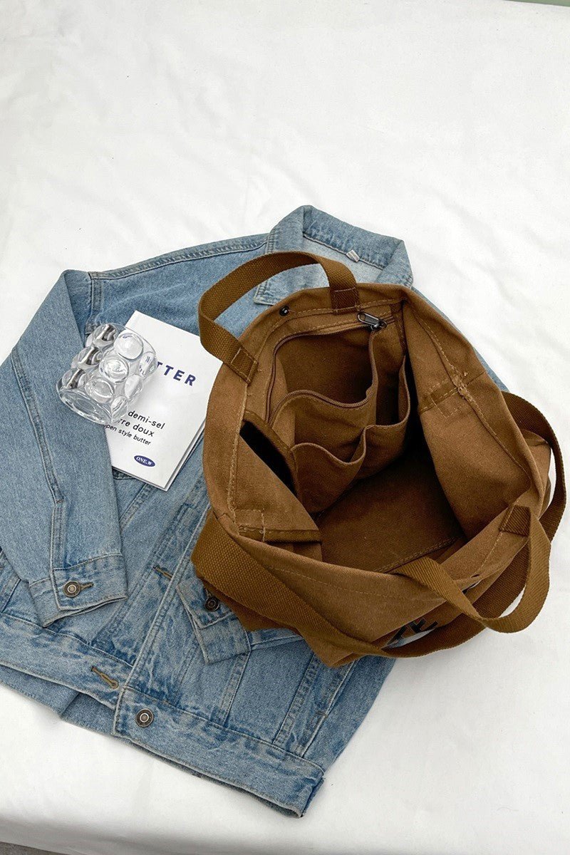 Canvas Shoulder Tote Bag - Mainstream Boutique
