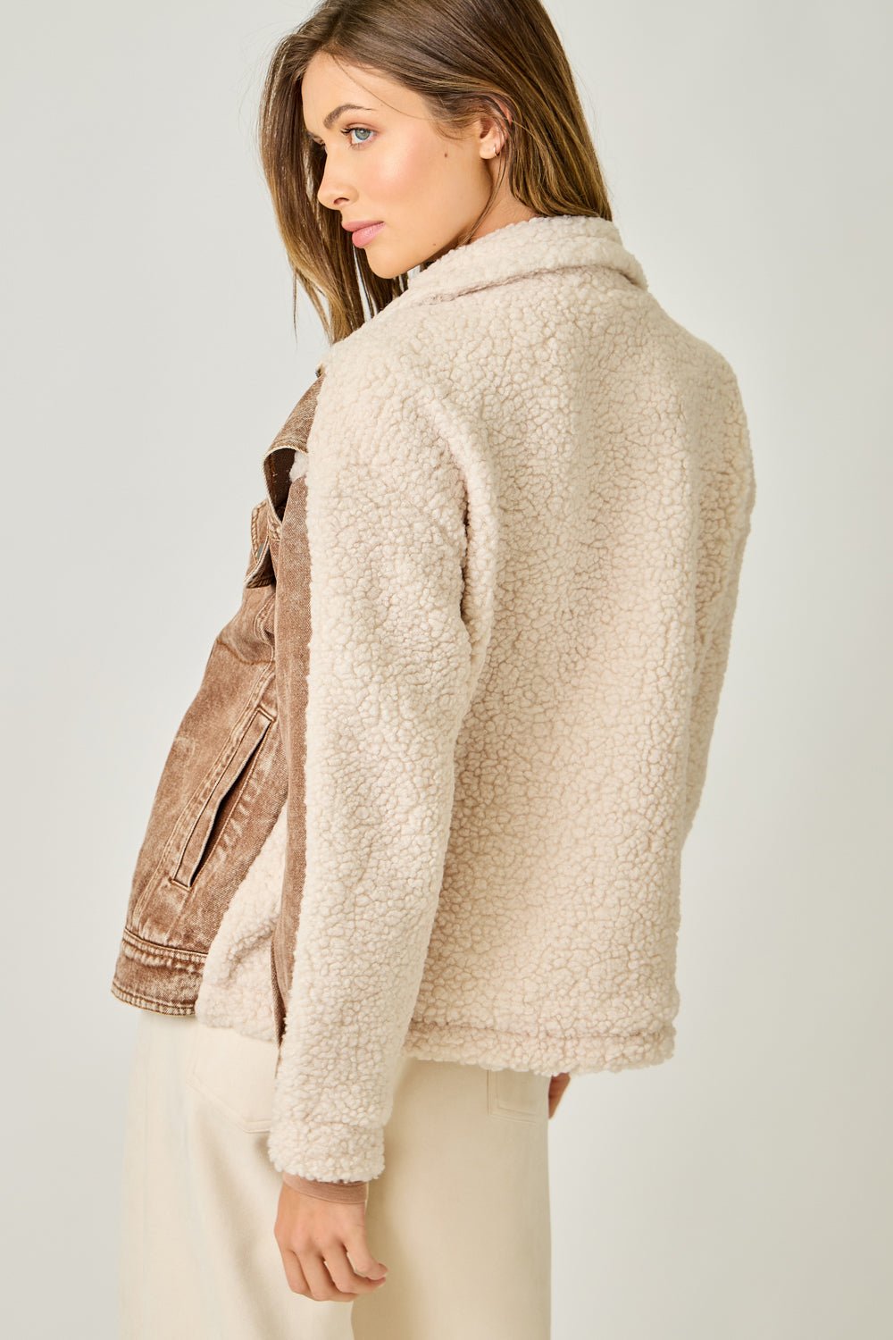 Mixed Media Sherpa Denim Jacket - Mainstream Boutique