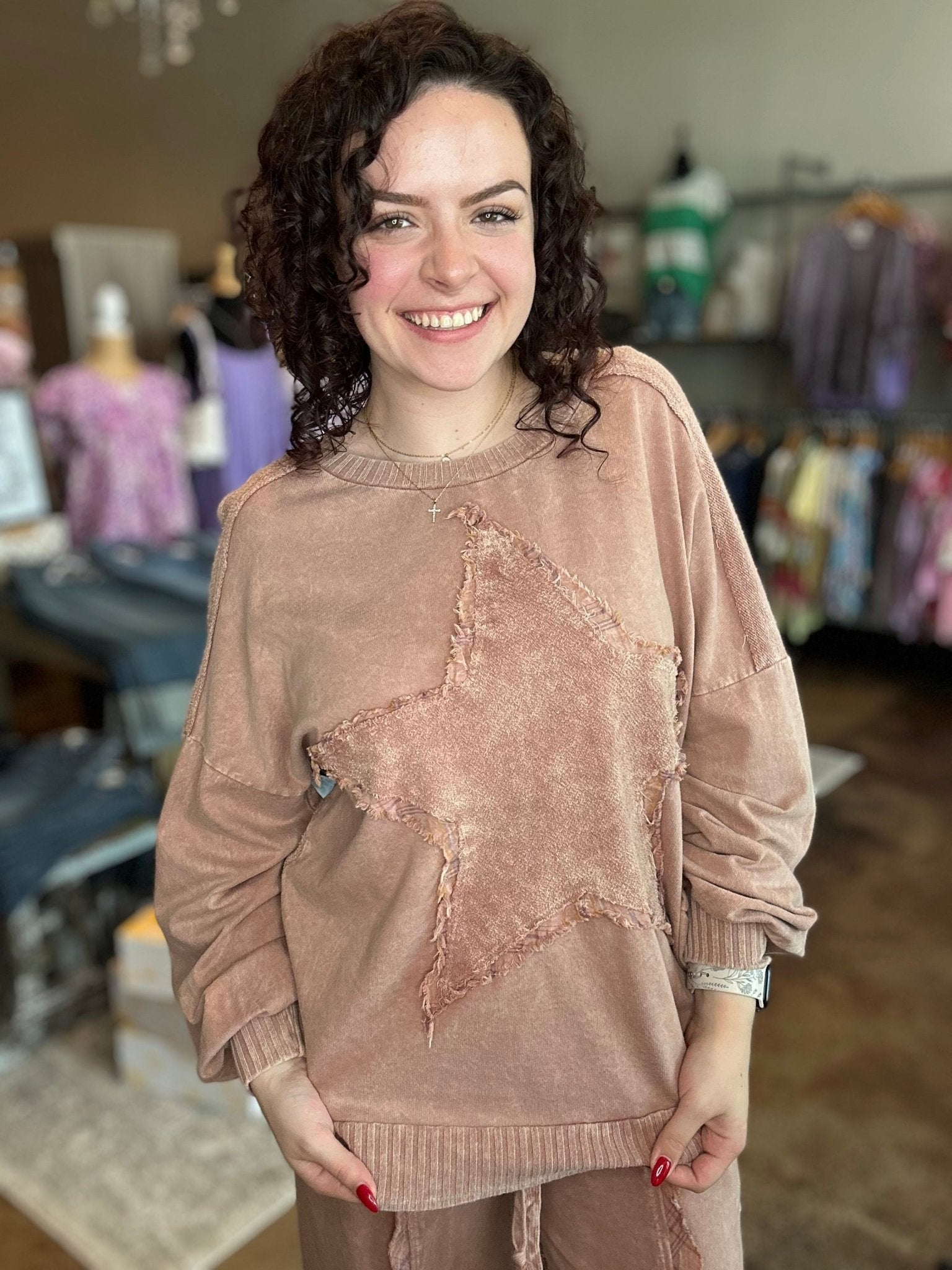 Plaid Star Sweatshirt - Mainstream Boutique