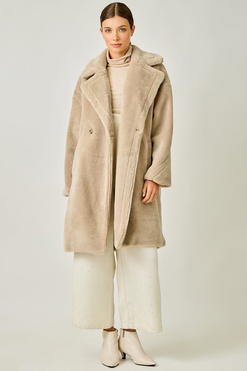 Double Breasted Faux Fur Coat - Mainstream Boutique