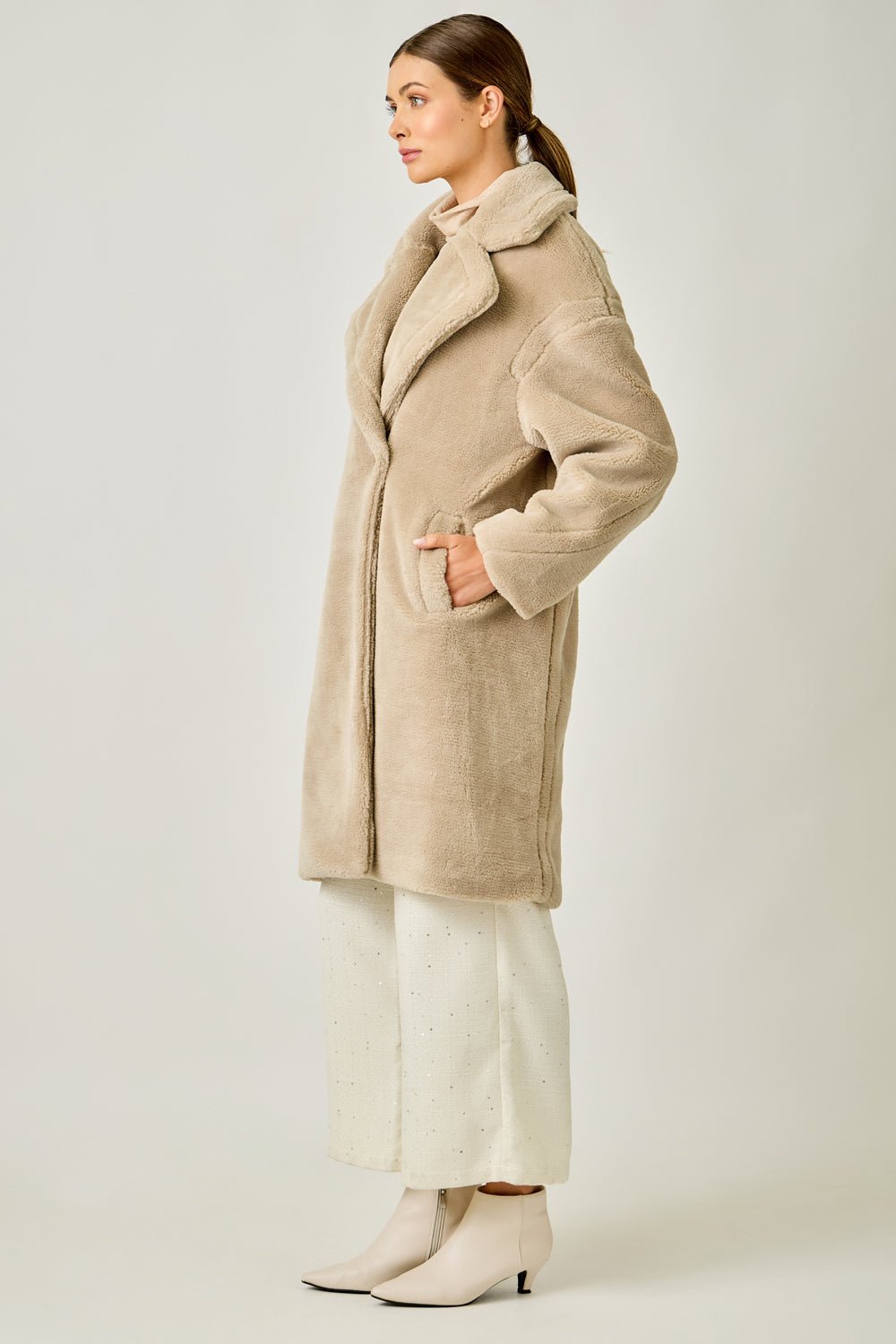 Double Breasted Faux Fur Coat - Mainstream Boutique