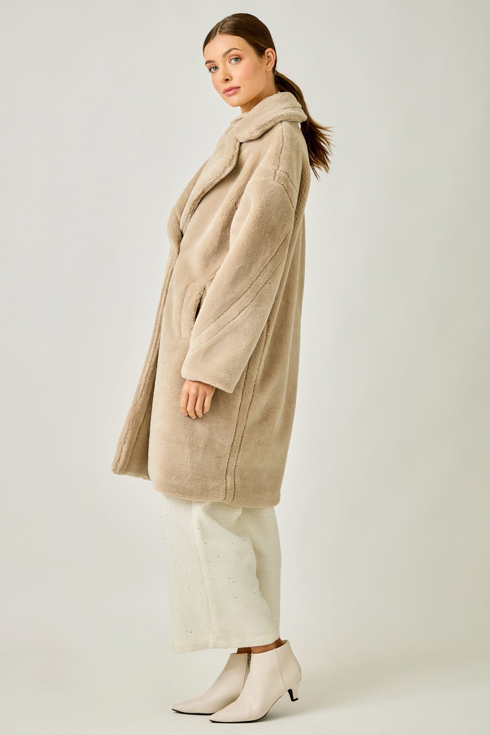 Double Breasted Faux Fur Coat - Mainstream Boutique