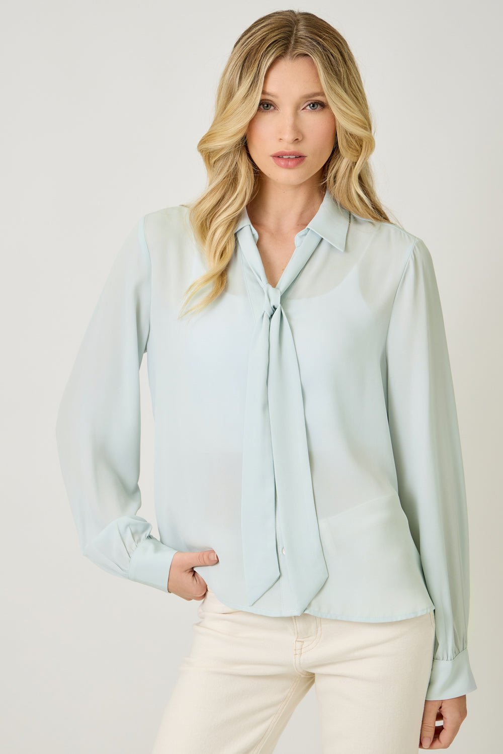 Detachable Tie Neck Blouse - Mainstream Boutique