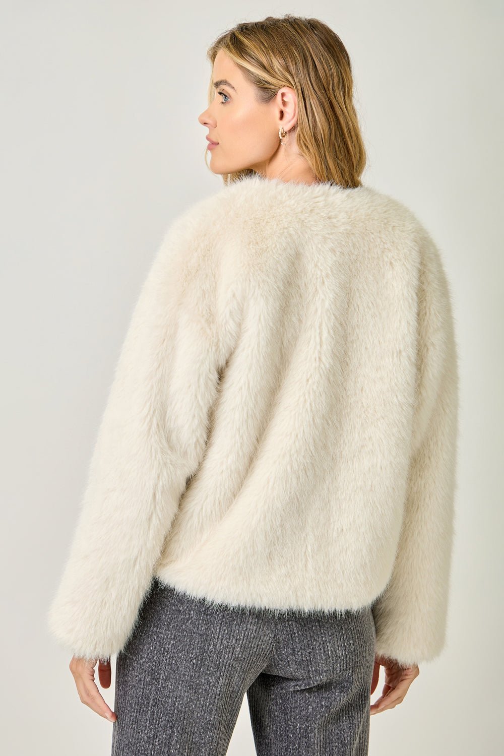 Faux Fur Open Short Jacket - Mainstream Boutique