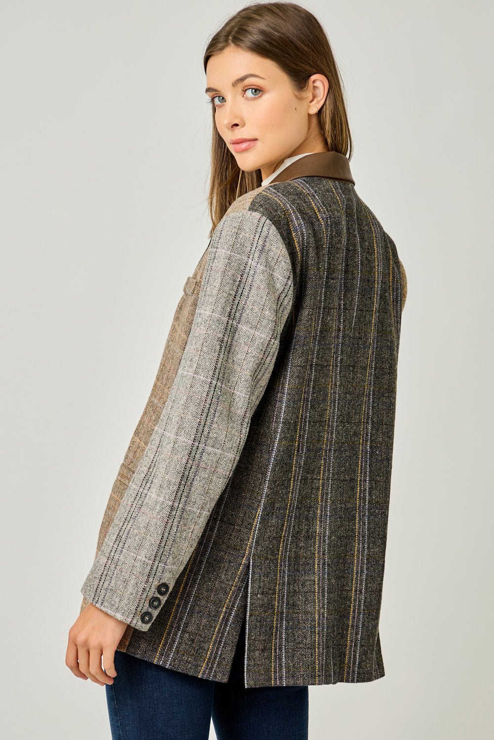 Freckled Herringbone Oversized Blazer - Mainstream Boutique