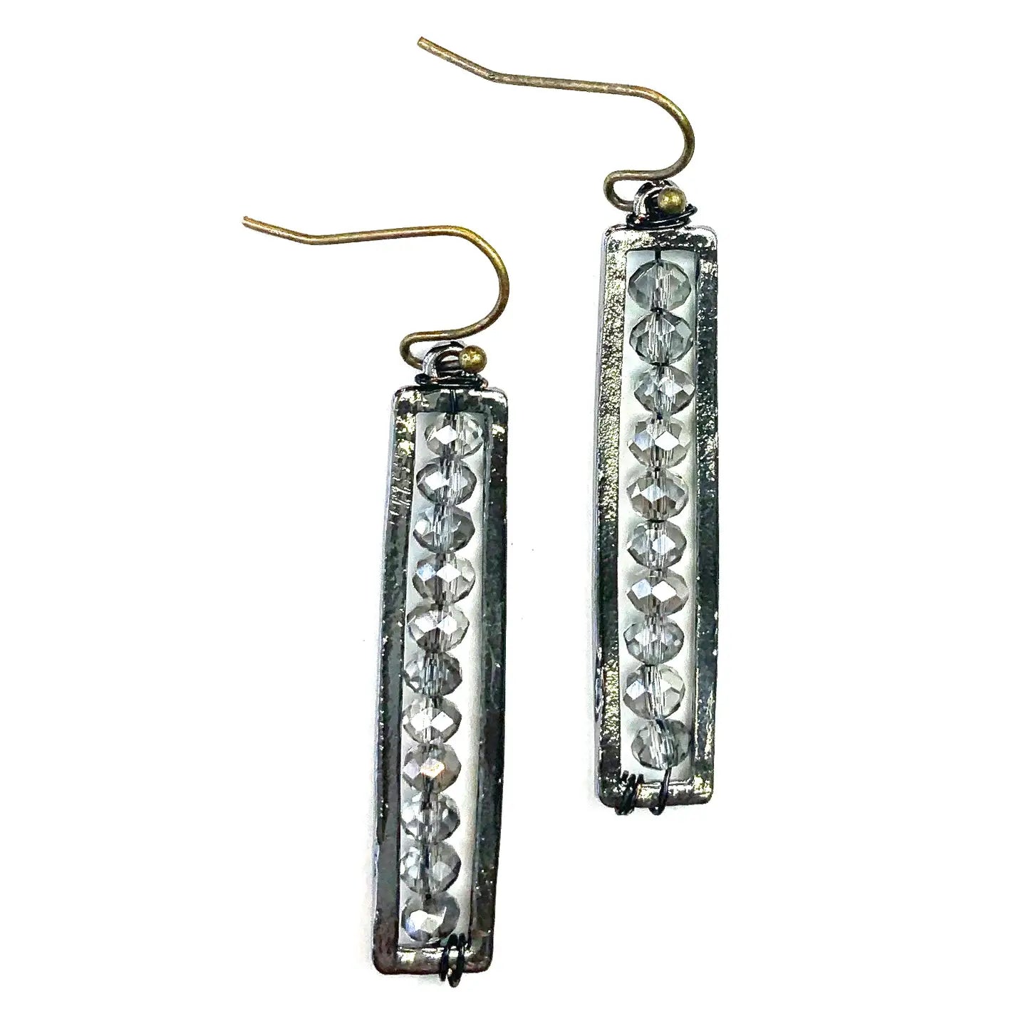 Thin Beaded Rectangle Dangle Earring - Mainstream Boutique