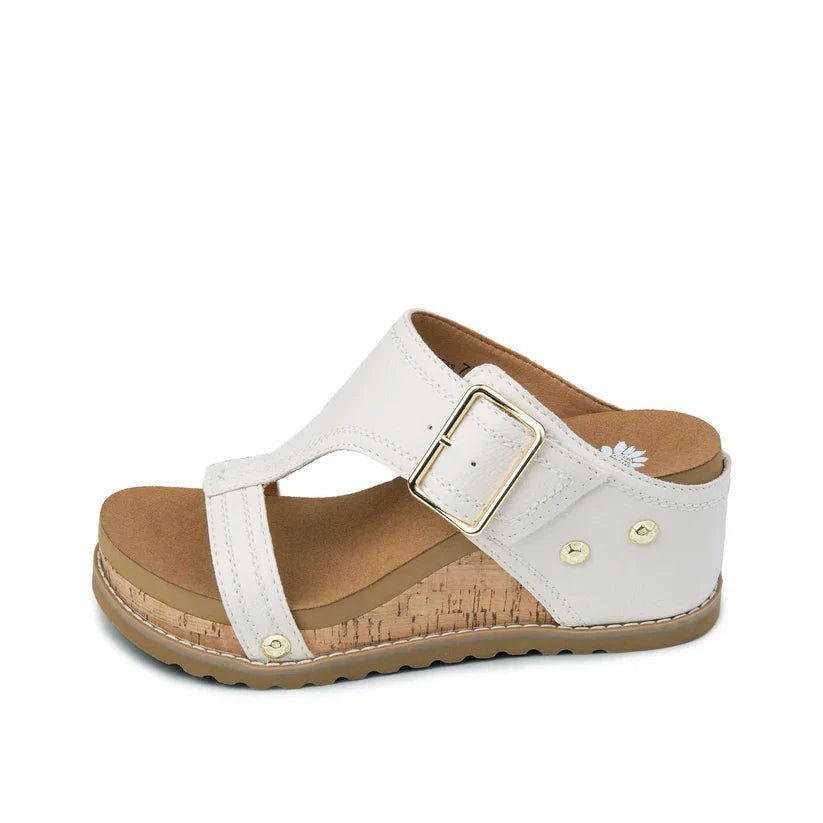 Ivory Open Toe Heeled Sandals With Buckle - Mainstream Boutique