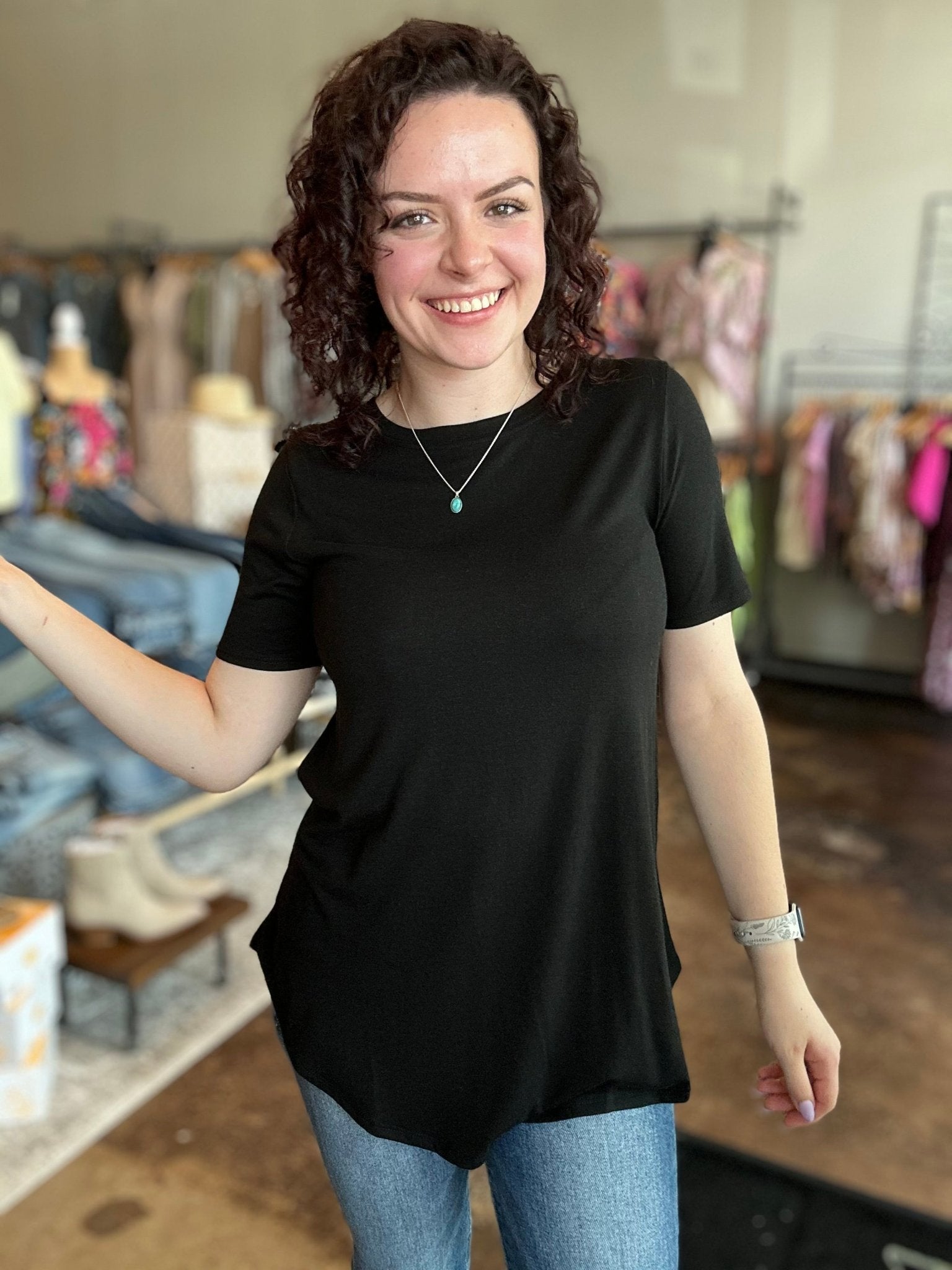 Short Sleeve Round Neck Top - Mainstream Boutique