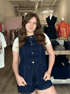 STRETCHED DENIM BLAZER VEST - Mainstream Boutique