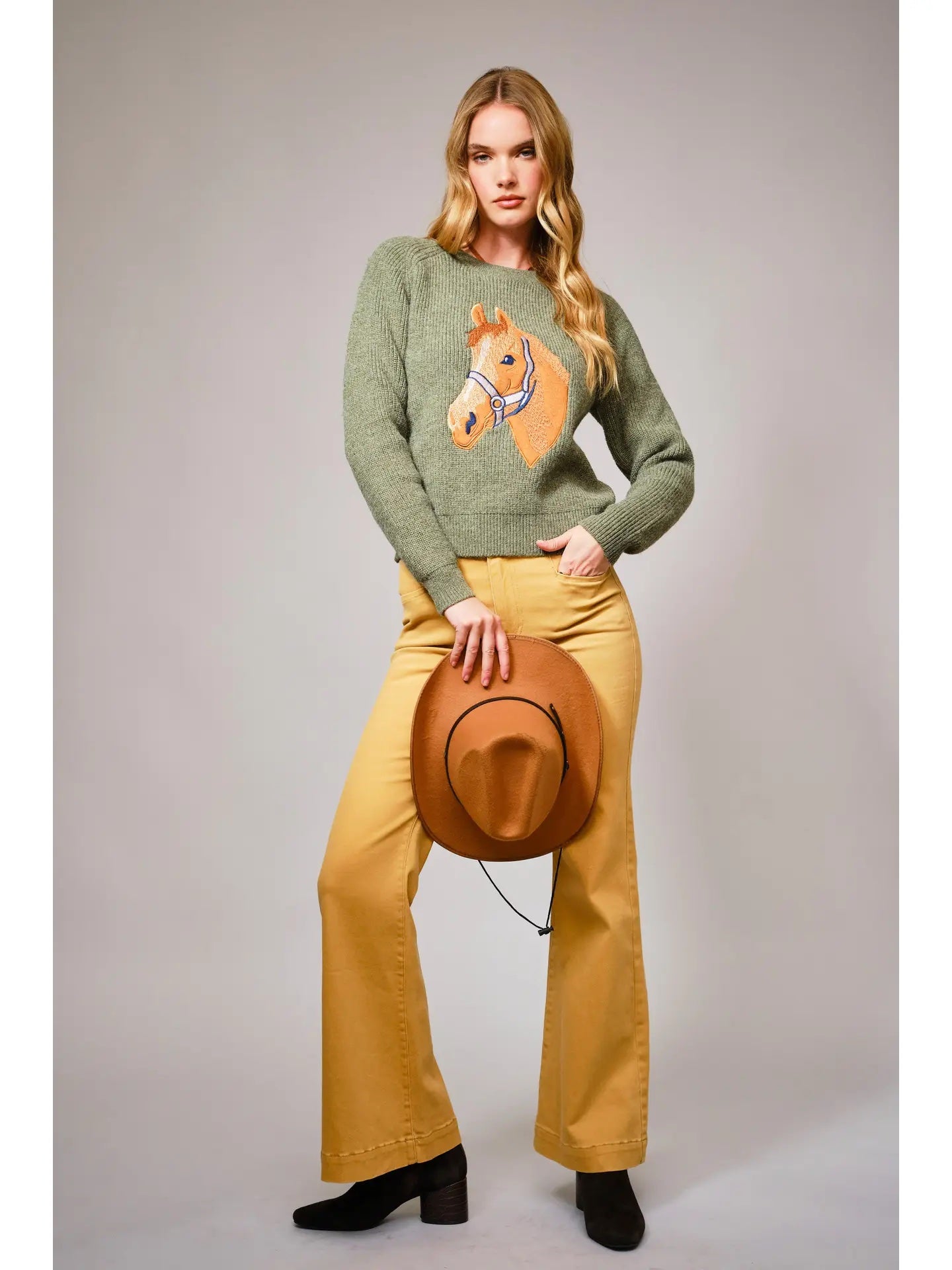 Horse Embroidery Sweater - Mainstream Boutique