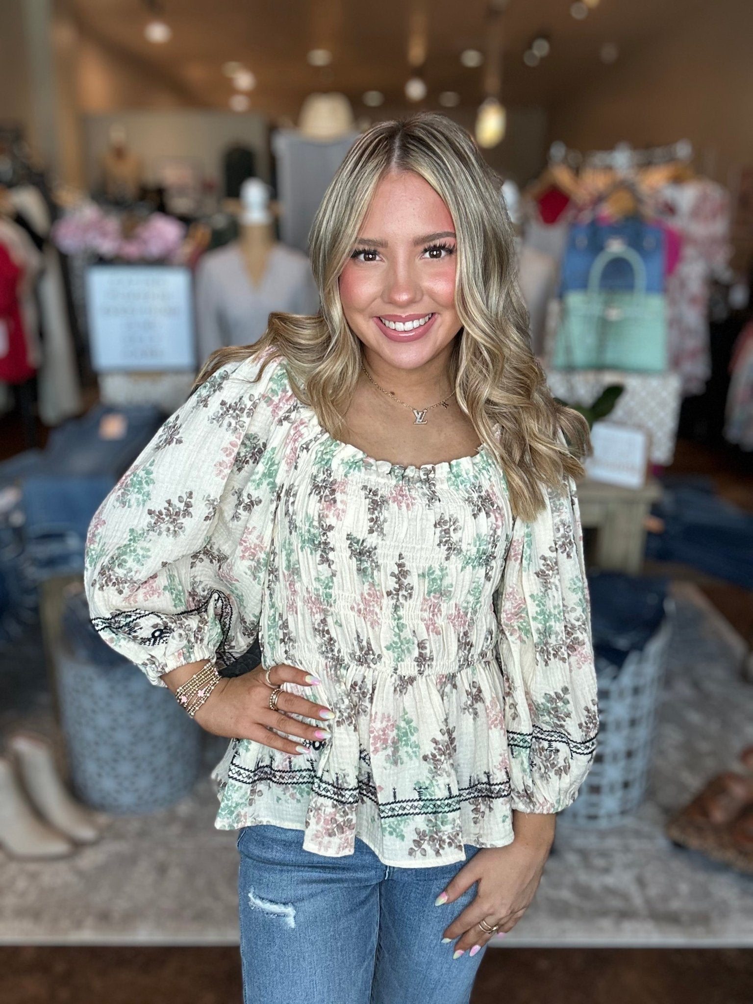 Floral Print Gauze Top - Mainstream Boutique