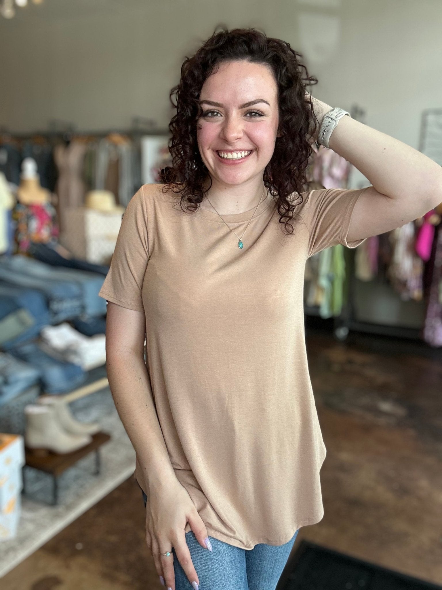 Short Sleeve Round Neck Top - Mainstream Boutique