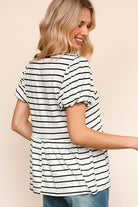 Front Ribbon Bow Tie Stripe Top - Mainstream Boutique