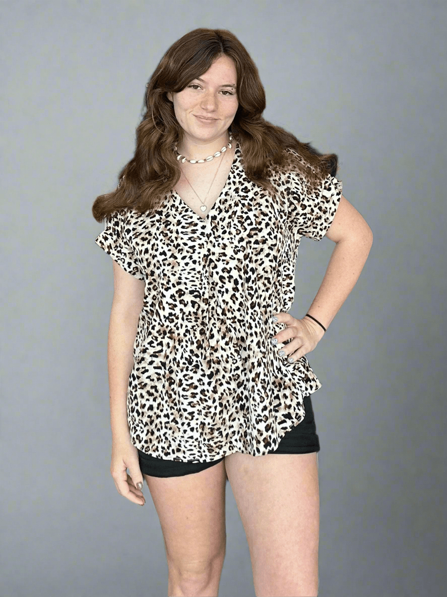 DROP SHOULDER ANIMAL PRINTED TOP - Mainstream Boutique