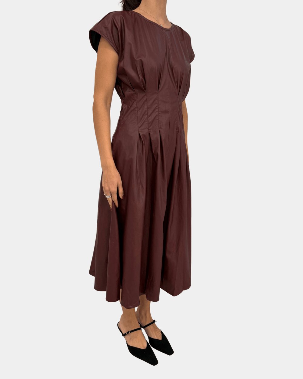 THML Sleeveless Leather Midi Dress - Burgundy - Mainstream Boutique