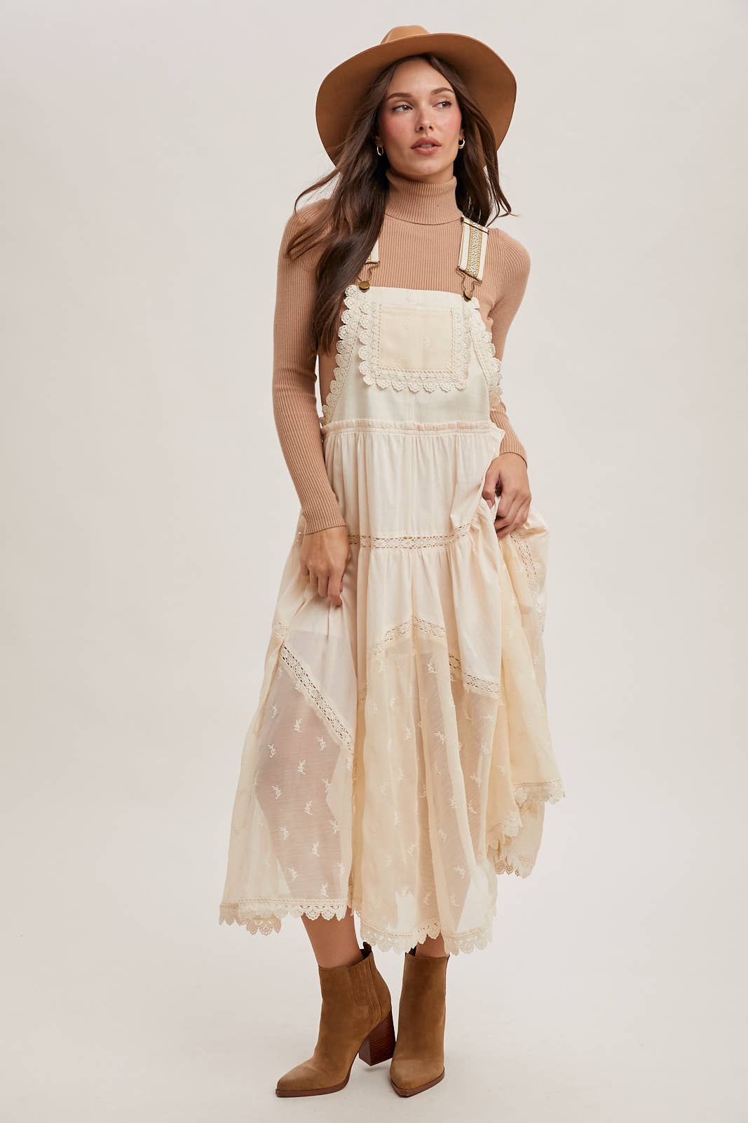 LACE EMBROIDERED TULLE BIB MAXI DRESS - Mainstream Boutique