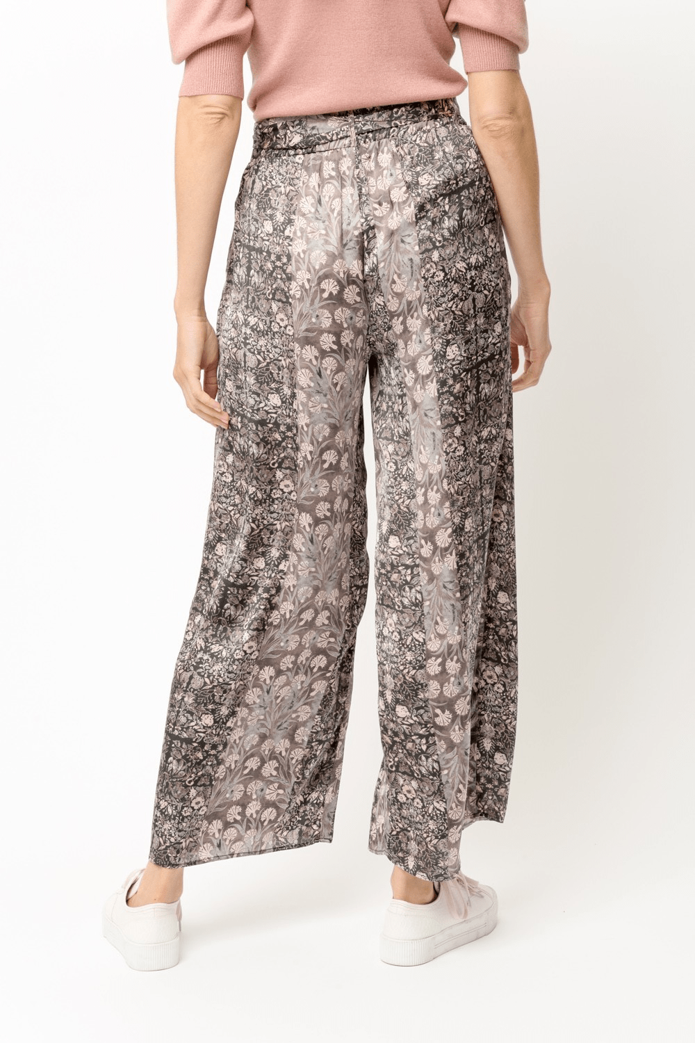 Satin Flowy Pants W/ Smock Waist - Mainstream Boutique