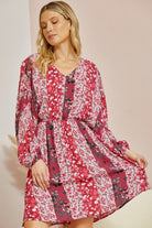 V - Neckline W/ Dolman Sleeves Dress - Mainstream Boutique