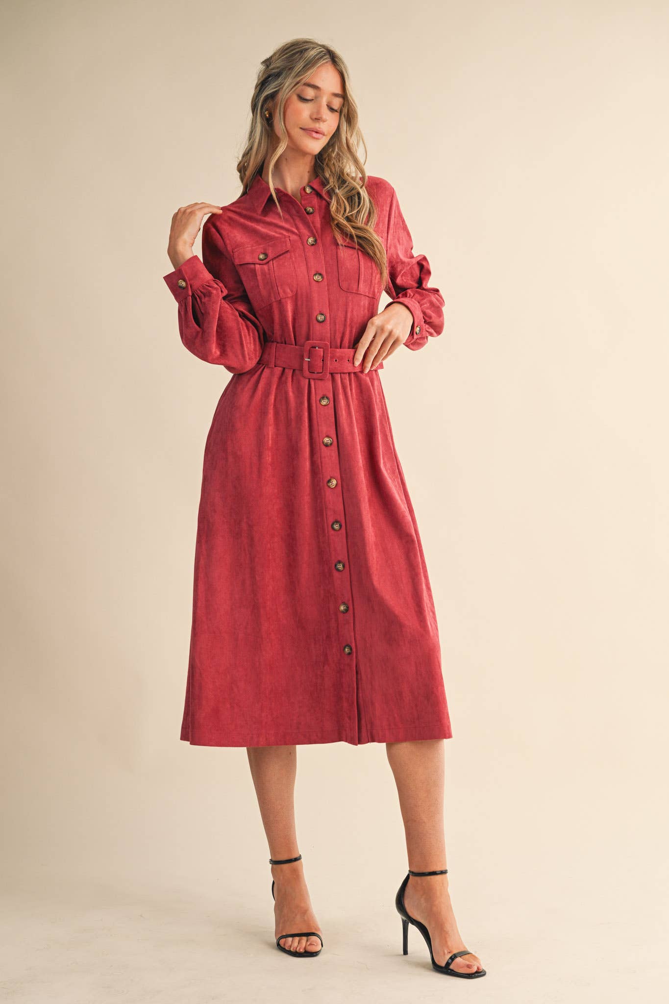 SUEDE SHIRT DRESS MDR4290 - Mainstream Boutique