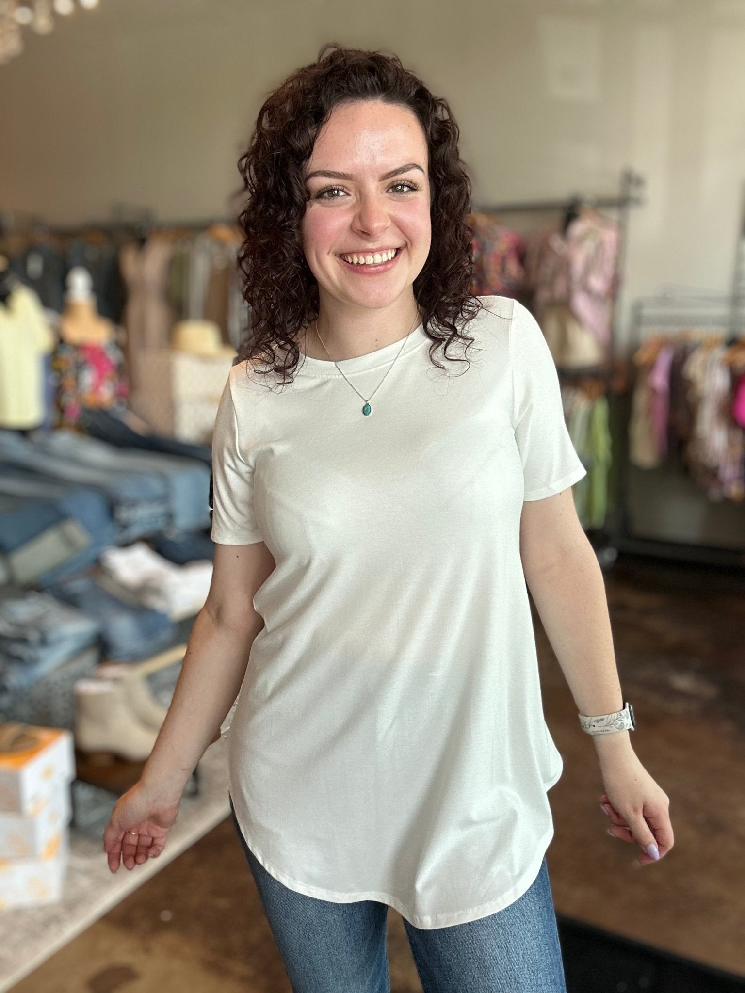 Short Sleeve Round Neck Top - Mainstream Boutique