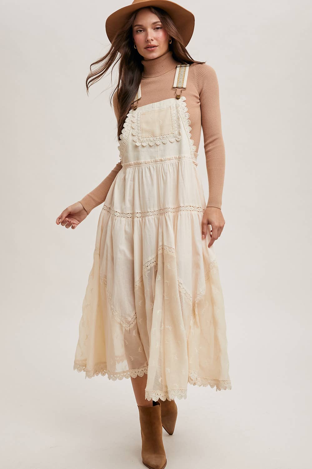 LACE EMBROIDERED TULLE BIB MAXI DRESS - Mainstream Boutique