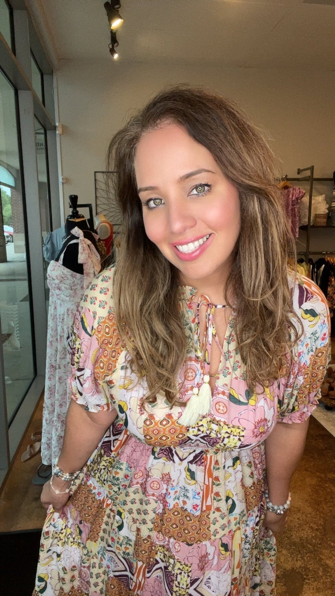 Short Sleeve Mixed Print Midi Dress - Mainstream Boutique