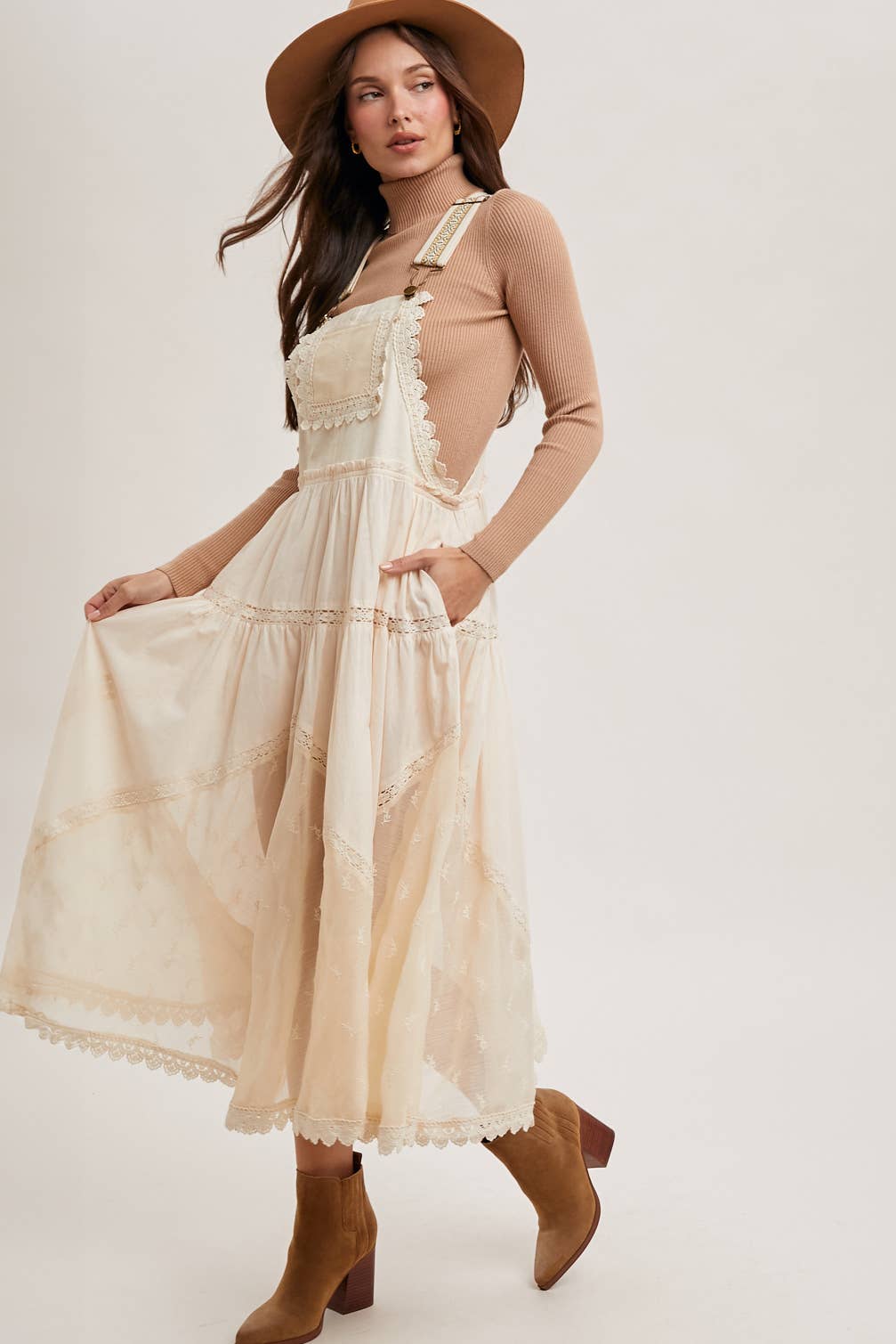 LACE EMBROIDERED TULLE BIB MAXI DRESS - Mainstream Boutique