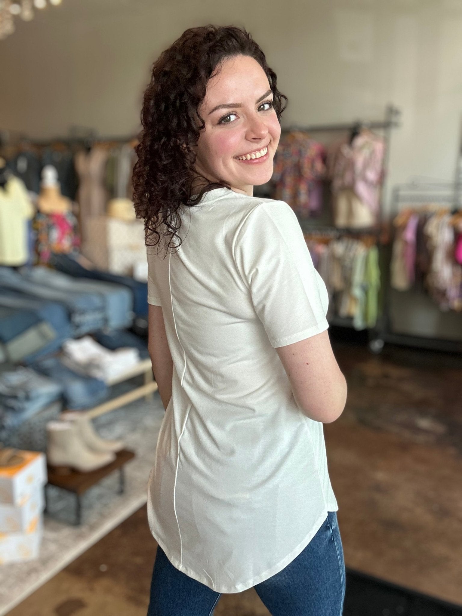 Short Sleeve Round Neck Top - Mainstream Boutique