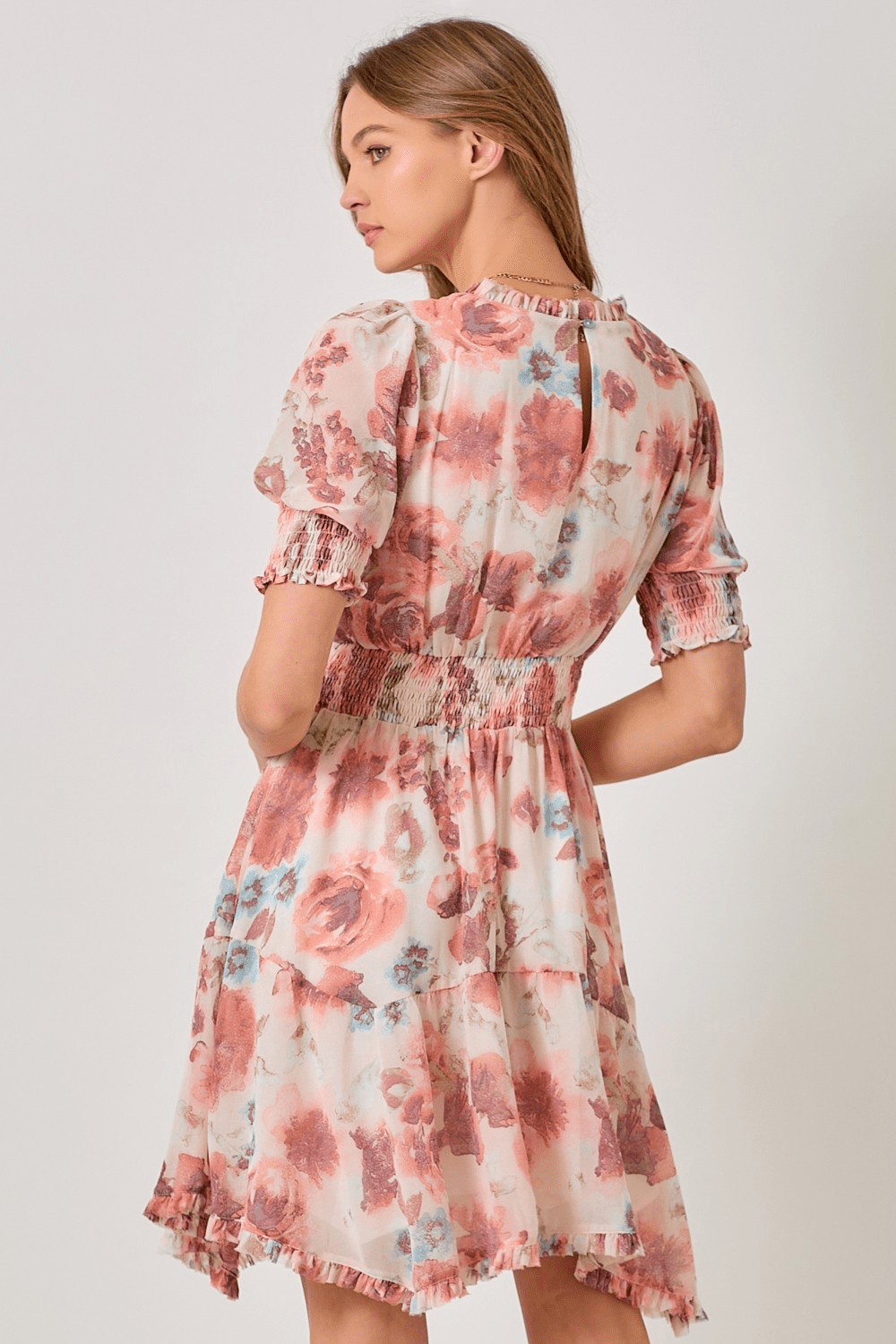Ruffle Detail Floral Dress - Mainstream Boutique
