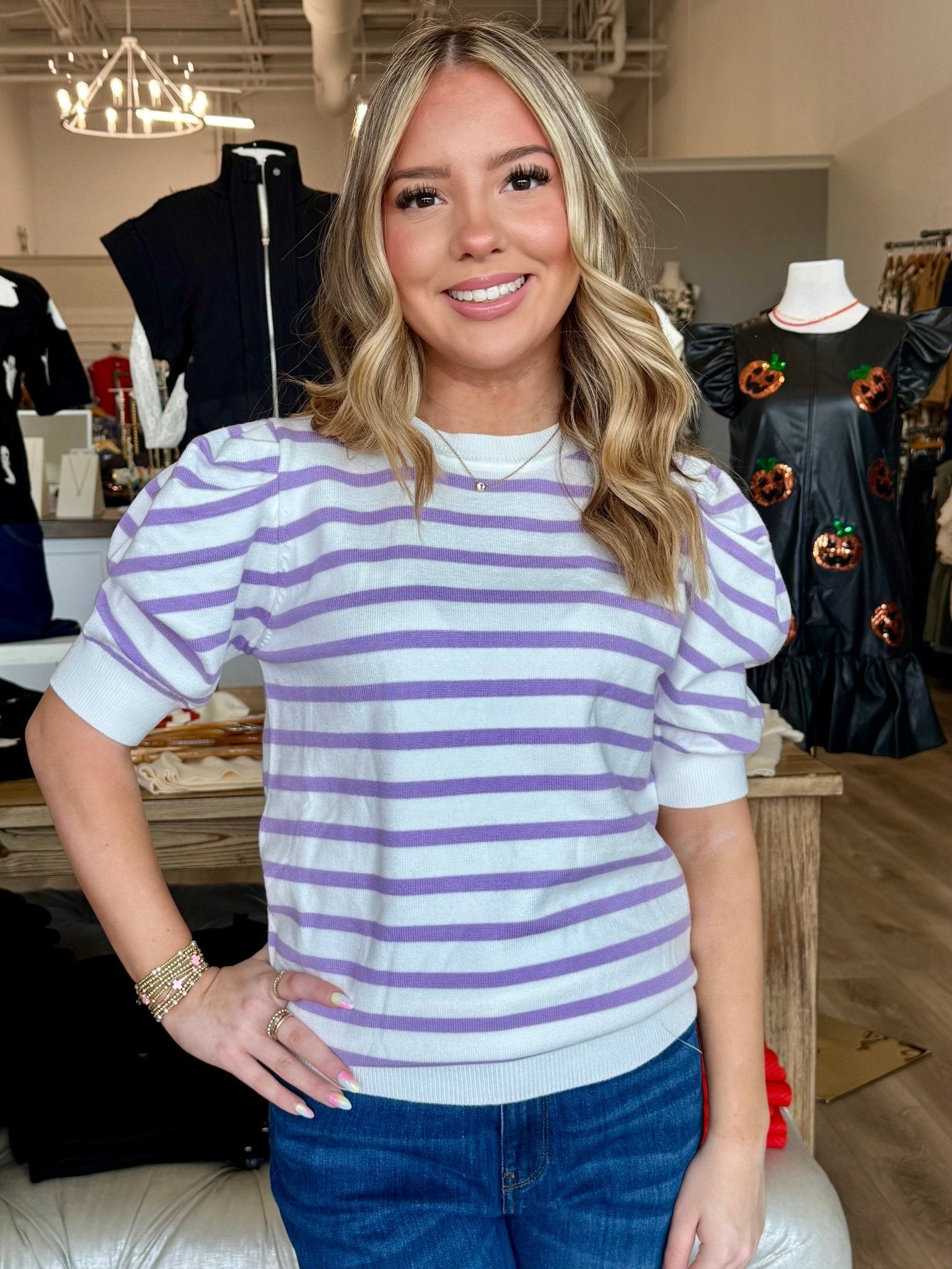 Stripe Sweater Top - Mainstream Boutique